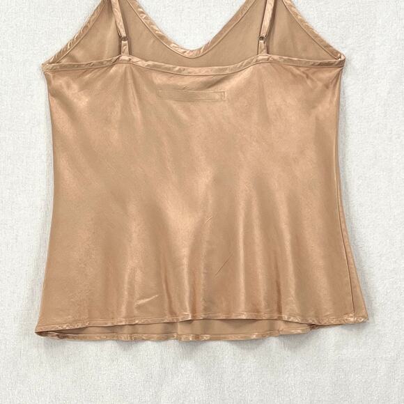 ENZA COSTA Bias Cami Tank Women Medium Khaki V-neck Adjustable Strappy Satin NEW - Picture 10 of 16